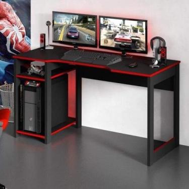 Imagem de Mesa Escrivaninha Gamer com 2 Nichos - Preto/Vermelho - Espresso Móvei