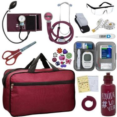 Imagem de Kit Enfermagem Aparelho Pressao Medidor Glicose Esteto Multi PA MED - 
