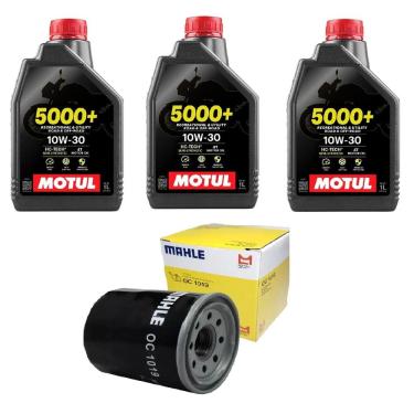 Imagem de Kit 3 Óleos Motul 5000 10W30 4T 1L 665 + 1 Filtro Mahle CB 500F 2014 a 2017 CB 500x 2014 a 2018 CBR 500 2013 a 2018