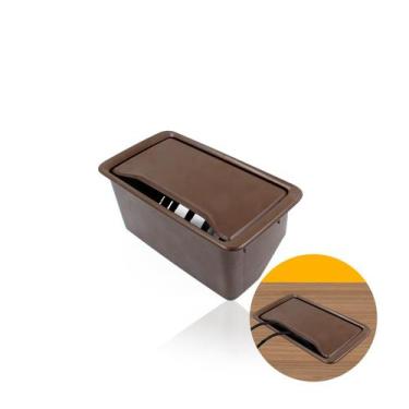 Imagem de Caixa de Tomada Marrom Para Embutir Em Mesa E Painel Com 6 Tomadas E 4