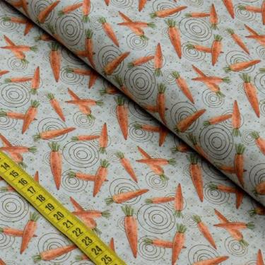 Imagem de Tecido Estampado para Patchwork - Páscoa : Mini Cenouras Azul (0,50x1,