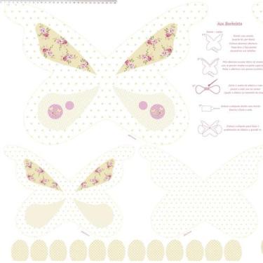 Imagem de Tecido Estampado para Patchwork - Coração de Pano: Painel Borboleta Be