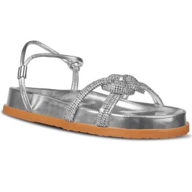 Imagem de Papete Flatforn  Sandalia Feminina com Brilho A9.11 - Addan, Prata, 38