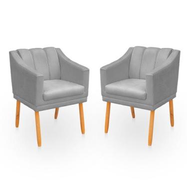 Imagem de Kit Poltrona Cadeira para Sala Confortável e Moderna Mila Suede - Bela