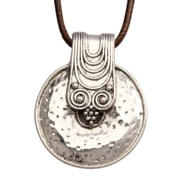 Imagem de Bjesinmo Colar de couro turquesa para mulheres, longo, marrom, gargantilha hippie, colar com pingente grande, joia boêmia, presente para meninas, Couro sintético, Sem Pedra Preciosa