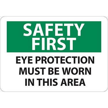 Imagem de National Marker SF157PB Placa "Safety First, Eye Protection Must Be Worn This Area", vinil PS, 25,4 cm x 35,5 cm