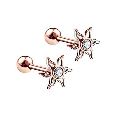 Imagem de KJM Fashion 2 peças Brincos de piercing de orelha de cristal transparente sol 16 g 1/4 6 mm haltere tragus cartilagem hélice joia escolha cores