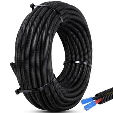 Imagem de Sasylvia Protetor de tubulação de tear de fio dividido de 2,5 cm x 6 m, mangueira de conduíte flexível, tubo de plástico, capa de fio elétrico, mangas de isolamento de fio automotivo