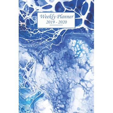 Imagem de Weekly Planner 2019-2020: Monthly Schedule - 1 week at a glance - Calendar Checklists & Notes Daily To Do’s Academic Organizer Notebook Agenda ... Colors Watercolors Blue Water White Foam