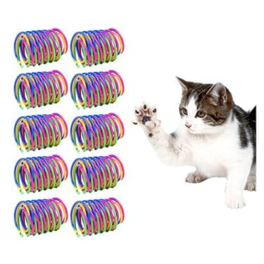 Imagem de Andiker Brinquedos de gato para gatos de interior, 32 peças de brinquedos de mola de gato coloridos e duráveis brinquedo interativo para gatos para matar o tempo e liberar nervosismo (40 peças)