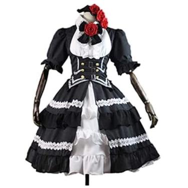Imagem de Date A Live Cos Halloween Tokisaki Kurumi Cosplay Feminino Meninas Gótico Lolita Palácio Fantasia Cosplay, Feminino M, One Size