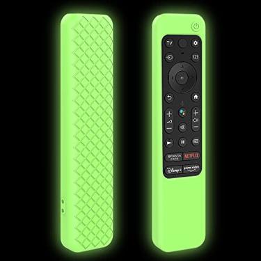 Imagem de TX800U capa de substituição para controle de voz Sony 4K Ultra HD TV X80K X90K X95K Series 2022 modelo RMF-TX800U TX900U, capa protetora de silicone verde brilha no escuro - LEFXMOPHY