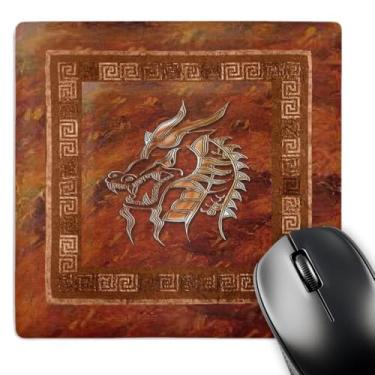 Imagem de 3dRose Mouse pad LLC 20 x 20 x 0,63 cm, dragão dourado em laranja (mp_40295_1)
