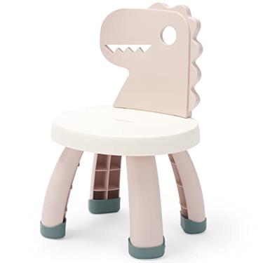 Imagem de Cadeira infantil de plástico, cadeira de dinossauro, resistente, durável e leve, design ergonômico antiderrapante, uso interno ou externo para meninos e meninas a partir de 2 anos (rosa)