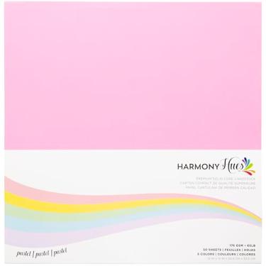 Imagem de Pacote de papel cartolina de 30 x 30 cm – cartolina lisa de 29,5 kg para artesanato, fabricação de cartões, projetos de arte – 50 folhas quadradas para scrapbook, 5 cores sortidas – dupla face com