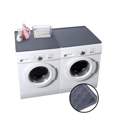 Imagem de Catii 2 peças de capas de lavadora e secadora para a parte superior, tapete protetor de máquina de lavar 60 x 60 cm, material de silicone, capa antiderrapante à prova d'água para máquina de lavar