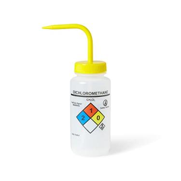 Imagem de United Scientific™ UniSafe™ Garrafa de lavagem química ventilada de LDPE de grau laboratorial, diclorometano, 500 ml, 4 cores, pacote com 6