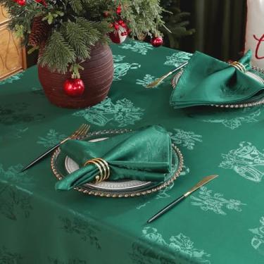 Imagem de SASTYBALE Conjunto de 4 Pacotes de Guardanapos de Pano de Natal Jingle Bells Holly Berry Jacquard Lavável Reutilizável Guardanapos de Mesa de Tecido, Guardanapos de Damasco para O (Guardanapo De Pano,