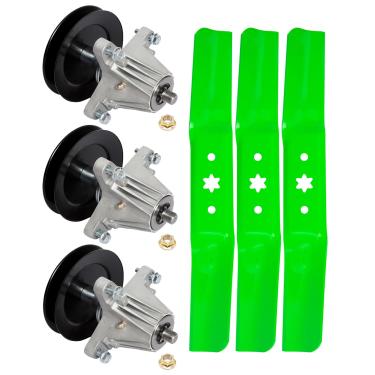 Imagem de Pacote com 3 lâminas 618-06978 918-06978 com polia compatível com RZT-S54 MTD Troy Bilt TB2454 Craftsman T8400 G8400 Z6660 942-05056 742-05056A Com cadete filhote MTD 942-05056A