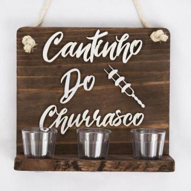 Imagem de Placa P/ Área De Lazer/churrasco C/ 3 Copinhos - Artesanatos Ype