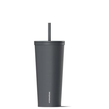 Imagem de Hydrapeak Copo térmico Journey 740 ml com tampa e canudo, xícara de café gelado, garrafa de água de aço inoxidável reutilizável, caneca de viagem, presentes para mulheres e homens, matéria cinzenta