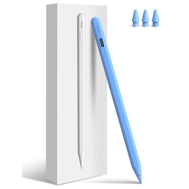 Imagem de Stylus 6ª a 11ª geração, carregamento rápido de 10 minutos, rejeição da palma e sensibilidade de inclinação, para Apple Pencil 1ª/2ª, iPad Pro de 11/12,9 polegadas/M4, Air 3/4/5/M2/M3, Mini 5/6 azul