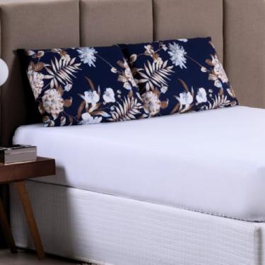 Imagem de Jogo de Lençol CASAL 3 Peças 100% Algodão 200 Fios Lençol Com Elastico Lençol e Fronha ESTAMPADO CAMA BOX E COMUM - FLORAL MARINHO (CASAL 3 PEÇAS, FLORAL MARINHO)