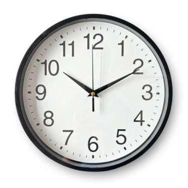 Imagem de Relógio de Parede Redondo Decorativo Moderno a Pilha Cozinha Preto e B