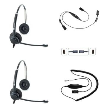 Imagem de TruVoice Solução de treinamento de fone de ouvido para telefones (inclui 2 fones de ouvido profissionais HD-150 com microfone NC, cabo de treinamento e cabo inteligente - funciona com 99% dos