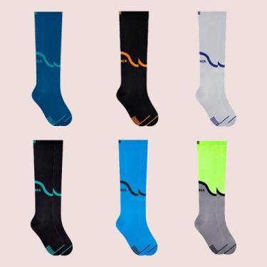 Imagem de 2 Meias 3/4 Compressão Masculina Fitness Corrida Selene, Sortido, 39 a