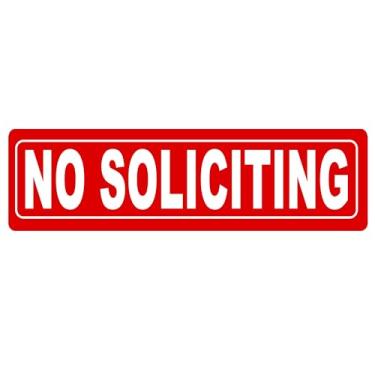 Imagem de No Soliciting Placa de porta autoadesiva de alumínio descasque e cole 20 x 5 cm para interior/exterior preto para home office portas dianteiras paredes ou janelas vermelho (1)