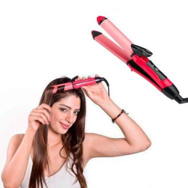 Imagem de Prancha Chapa 2 em 1 Alisa Modela Faz Cachos Ondula Rosa - VITALISHOP