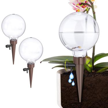 Imagem de NiHome Globos autoirrigáveis para plantas ocupadas e viajantes, gotejador consistente de umidade de longa duração para plantas internas e externas, válvula de fluxo ajustável fácil de reabastecer e
