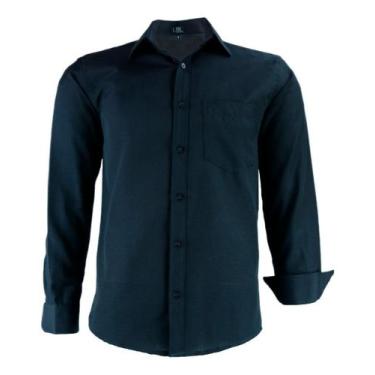 Imagem de Camisa Masculina Social Lbl Manga Longa Tecido Misto 3006, Preto, 3