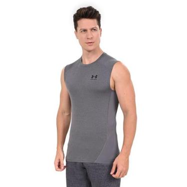 Imagem de Regata Compressão de Treino Masculina Under Armour HG Armour SL, Cinza