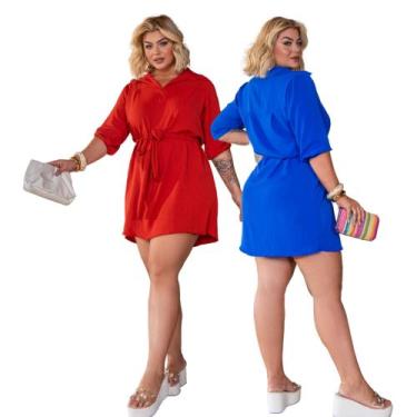 Imagem de Kit 2 Vestidos Chemises Moda Grande Dunas Manga 3/4 Social Evangelica 