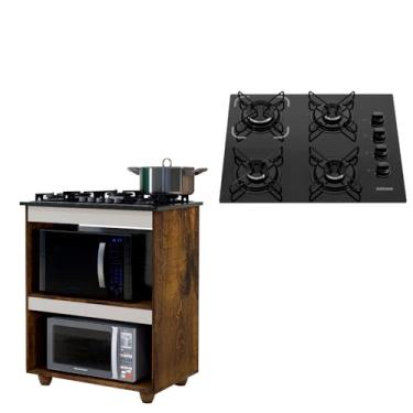 Imagem de Kit Balcão Cooktop 4 Bocas Itatiaia Turim Ypê/Off White Com 2 Espaços