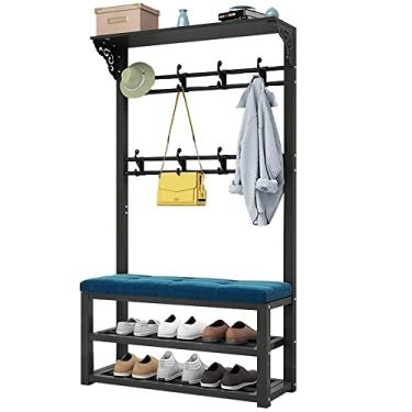 Imagem de Rack de roupas requintado rack nórdico para armazenamento de sapatos, banco de armazenamento de casaco de entrada multifuncional, banco criativo para troca de sapatos, para quarto de casa
