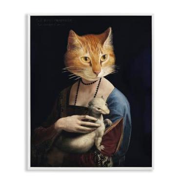 Imagem de Stupell Industries Retrato histórico gato branco emoldurado giclée arte de parede design por Alicia Longley, 16 x 20