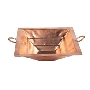 Imagem de Copper Hawan Homa Yagya Kund Aahuti Patra Indiano Tradicional Religioso Agnihotra Havan Kund Yajna para Templo Casa Hindu Navratri Puja Item Festivais Pooja Essencial e Presente (Cobre - 20 x 20 cm)