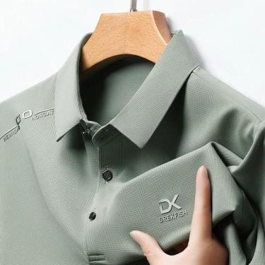 Imagem de Camisa Polo Masculina de Seda Gel - Luxo, Casual e Moderna para Verão,