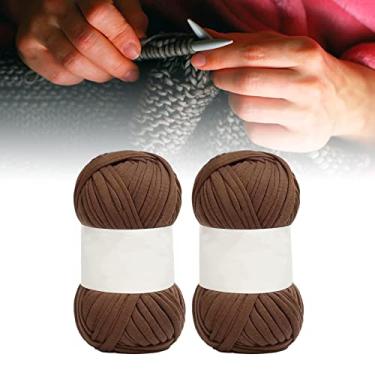 Imagem de T-shirt Fios, Fios de Espaguete, Algodão, Cor Brilhante, 5 Pack Rug Yarn for DIY Crocheting Knitting, Pele Macia Amigável (cáqui escuro)