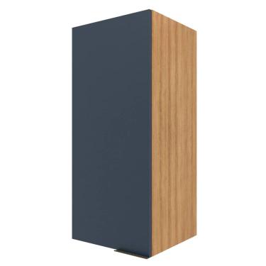 Imagem de Armário Aéreo Bartira Cristal com 1 Porta, 2 Prateleiras e 40cm de largura - Lâmina Mel/Azul Royal