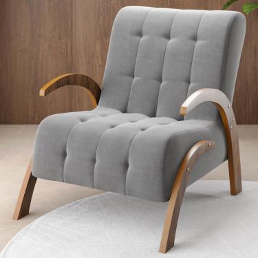 Imagem de Poltrona Cecilia Seda/Cinza - Viero Móveis