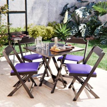 Imagem de Mesa De Jantar 70x70 Dobrável Bistrô Para Barzinho Com 4 Cadeiras - Mo