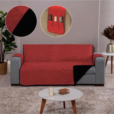 Imagem de Capa de Sofa Dupla Face 2 e 3 Lugares Preto-Vermelho - Charme do Detal