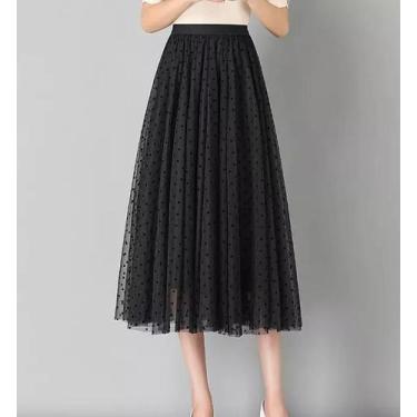 Imagem de F3702-Saia Feminina Festa Midi Tule Bordado Elegante Luxo Poá - Xumi, 
