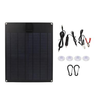 Imagem de Kit de painel solar Grcfumo 20W, painel gerador de energia solar, painel gerador de energia monocristalino de saída dupla para trailer de barco de carro RV (Black)