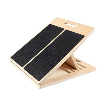 Imagem de Generic Placa inclinada de madeira, maca de panturrilha inclinada para pés ajustáveis ​​para equilibrar a prática de ginástica de ioga em casa esportes de