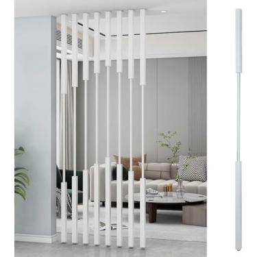 Imagem de Coluna de divisória de ferro redondo, kit de pólo divisor de ambiente/coluna divisória de tela, coluna divisória de parede sem perfuração, 40 50 60 70 80 228 cm de altura, base ajustável em altura